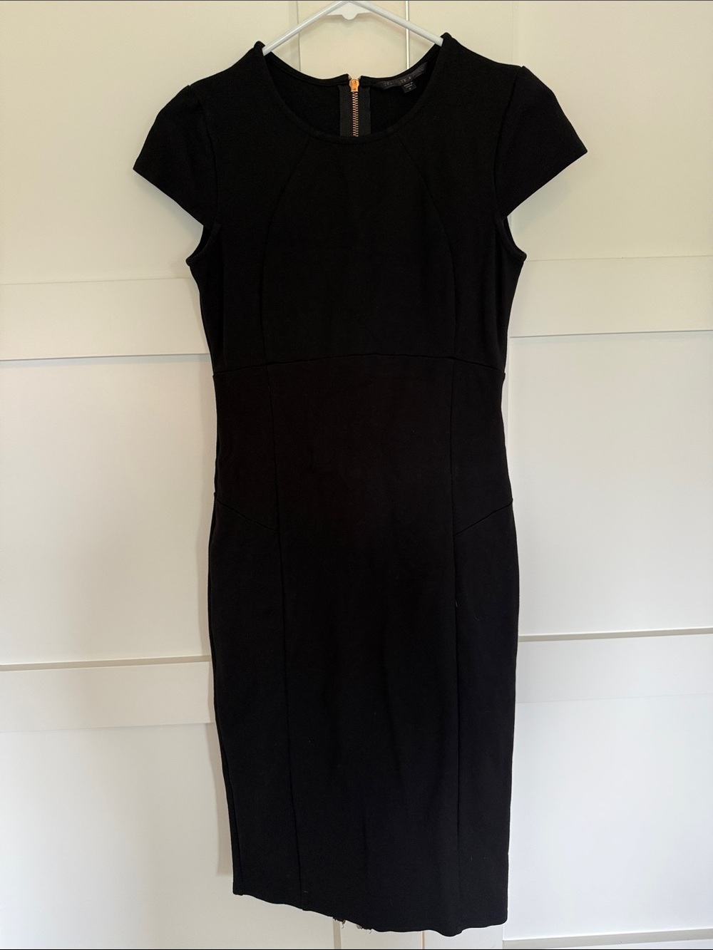 Felicity & Coco Black Short-Sleeve Midi Sheath Dress